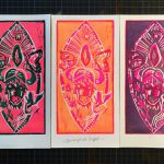 Linolschnitt_Bueffel_Trio_II